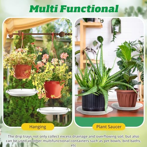 Hanging Planter for Plant, 12" Plant Saucer with Chain(10 Pcs,White） - Image 4