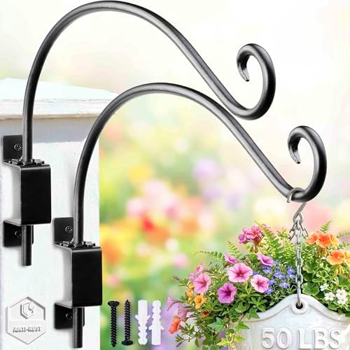 Swivel Plant Hangers Outdoor: 12Inch 2 Pack Heavy-Duty Hanging Wall Bracket by Lifyzoon