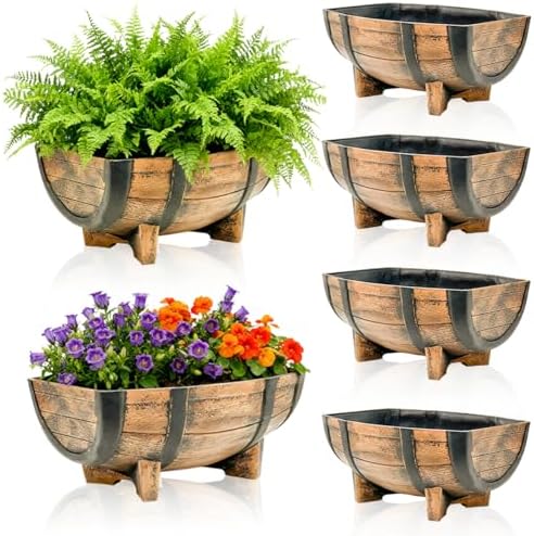 6 Set Whiskey Barrel Planter,16.14x11.8x7.28 Inch by Unknown