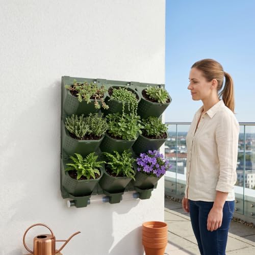 9 Pockets Greenstalk Vertical Planter, Wall Mounted Vertical Planter(Green) - Image 3