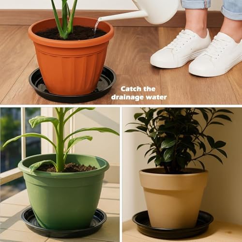 50 Packs 12 Inches Large Plant Saucers for Indoor Outdoor Use Heavy Duty Plastic Plant Plate Dish for Planter Bulk Round Flower Pot Drip Trays to Catch Water 4 to 20 Inch, Black - Image 4