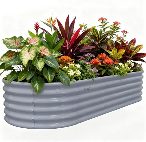 Galvanized Raised Garden Bed, 8x3x1.5ft Oval Metal Planter Box by TramullMakeGrowingSimple