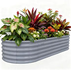 Galvanized Raised Garden Bed, 8x3x1.5ft Oval Metal Planter Box by TramullMakeGrowingSimple