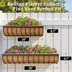 VOXOR Railing Planter Boxes, 24 Inch Window Boxes Planters, Balcony Planters with Adjustable Brackets & Coco Liner for Outdoor Fence, Deck, Porch, and Patio Gardening, 3 Pack - Image 5