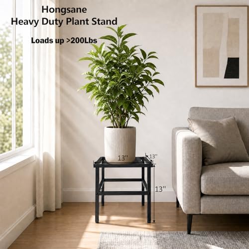 Metal Heavy Duty Plant Stand Indoor Outdoor,13 Inch Large Plant Stands Riser,Tall Wrought Iron Pedestal Holders for Flower Pot,Outside Rust-Proof Black Flower Display Shelf for Patio,1-Pack - Image 2