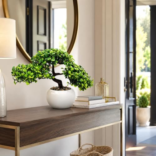 9.5 Inch Artificial Bonsai Tree with Ceramic Pot - Decorative Fake Plant for Home Office Living Room Window Sill, Fake Plants for Year-Round Decoration（White） - Image 7