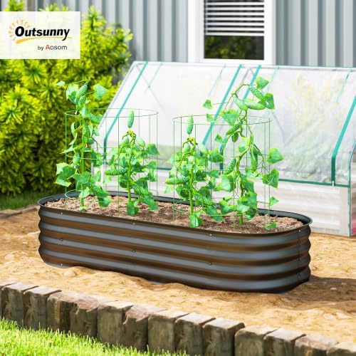 Outsunny 5' x 2' x 1' Galvanized Raised Garden Bed Kit, Dark Gray - Image 2