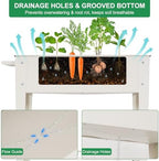 Elevated 32" Tall Raised Garden Bed with Legs and Wheels for Mobility, Metal Planter Boxes Outdoor with Shelf, Raised Bed for Gardening Vegetables/Herbs, Backyard, Patio, Balcony, White - Image 5