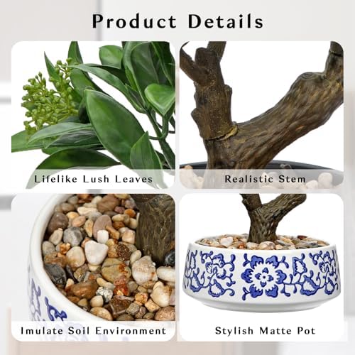 Artificial Bonsai Tree, Small Bay Laurel Bonsai Tree 13" Indoor Bonsai Tree - Image 3