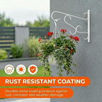 Gardenised Curved Scroll Metal Wall Bracket for Hanging Accessories and Flowerpots Suitable for Indoor & Outdoor Use, White Set of 2 - Image 3
