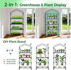 Ohuhu Small Greenhouse for Indoor Outdoor with Wheel, Portable Plastic Plant Green House 4-Tier Rack Stand Portable Greenhouses with Durable PE Cover for Seedling - Image 7