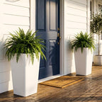 KOL Planters for Outdoor Plants, 20 Inch Tall White Flower Pots 2 Pack, Large Plastic Plant Pots with Drainage Hole and Dual-Purpose Tray, Decorative Indoor Planter for Front Porch Patio Garden by KOL