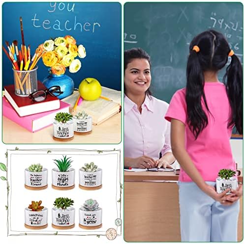 Potchen 6Pcs Teacher Appreciation Gifts Bulk Succulent Pots, Grateful Style - Image 6