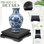 Chunful 2 Pcs 7.9 x 7.9 x 2'' Wooden Display Pedestal Stand, Black - Image 4
