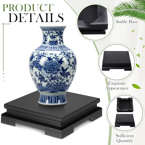 Chunful 2 Pcs 7.9 x 7.9 x 2'' Wooden Display Pedestal Stand, Black - Image 4