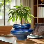 Ceramic Pots for Plants - 11 Inch Ceramic Planter for Indoor Outdoor, Unique Planters with Drainage Hole, Decorative Flower Pot, House Office Garden Decor, Plants Lover Gifts, Blue - Image 2