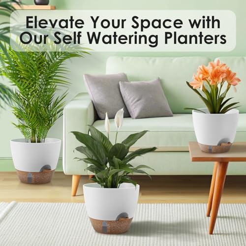 QRRICA 9/10/12 Inch Self Watering Pots for Indoor & Outdoor Plants - Image 5