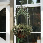 Large Hanging Planter for Outdoor Indoor Plants, 12.6-Inch Rustic Metal Hanging Basket for Farmhouse, Patio,Porch,Deck, or Garden, Green - Image 5