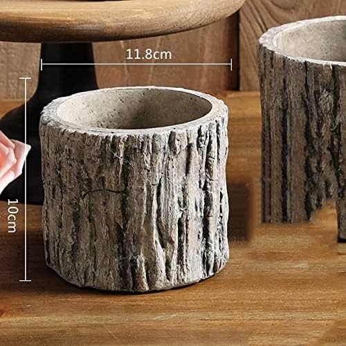 Faux Stakes Planter Sculpture Concrete Planter Tree Root Stump Flower Pot Driftwood Log Post Planter - Indoor Outdoor Cactus Succulent Snake Bamboo Plant Decorative Garden Windowsill - Image 6