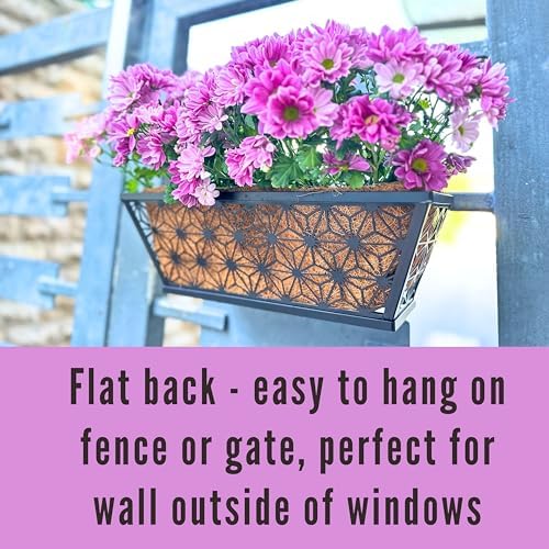 LaLaGreen Garden Wall Planter (16 in, 2 Pack) Black Patio Window Flower Box - Image 4