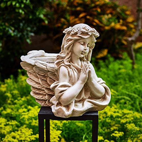 Praying Angel Bust Garden Statue Planters, Angel Wing Planters Pots Mini Vase for Patio, Lawn, Yard Art, Cemetery Grave Decoration, Resin Classical Antique, 8.26" H - Image 4