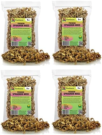 Premium Grade Sphagnum Moss by Gardenera - 20 Quart - Organic Hand Mixed New Zealand Long Fibered Sphagnum Moss Orchid - 4 Bags of 5 Quart by Gardenera