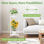 KMOTASUO 2 Tier Metal Plant Stand Tall for Indoor Outdoor Corner, White - Image 5