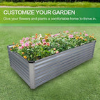 GARDMAX 8x4x2FT Galvanized Raised Garden Bed Kit, Metal Planter Boxes Outdoor with Easy Assembly, Large Garden Bed for Vegetables, Fruits, Flower, Herbs Rectangle Silver - Image 2