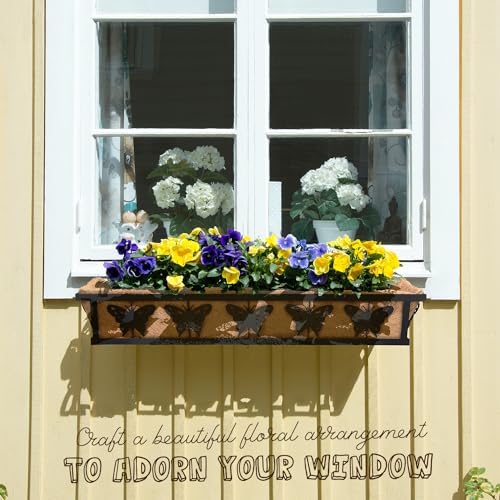 2-Pack 32IN Window Box Railing Hanging Planter Coco Liner Basket - Image 6