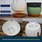 3 Pack Hanging Planters, 11.4 Inch Plastic Hanging Flower Pot Plant Basket with Drainage Holes, Self-Watering Hanging Flower Plant Pots with Removable Tray for Indoor Outdoor Plants - Image 2