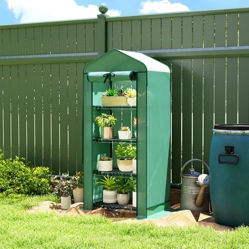 Mini Greenhouse, 4-Tier Portable Design with PE Cover and Screen Roof - Image 4