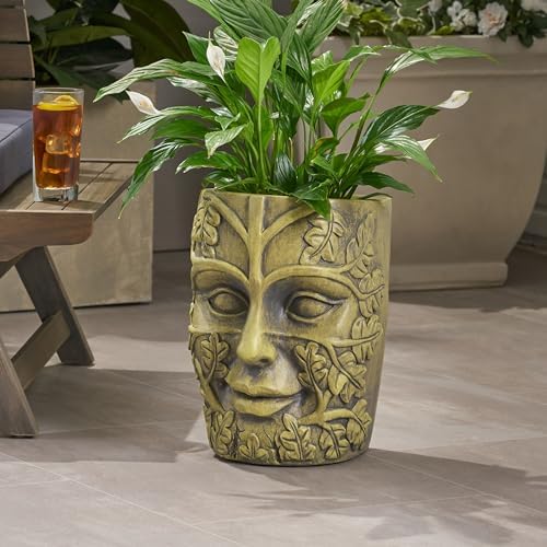 Garden Urn Planter, 14 Inch, Antique Green by Noeko