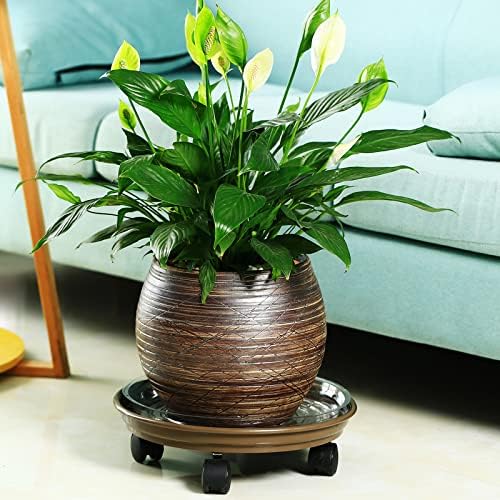 12 Packs Plant Caddy with Wheels 11.8" Plastic Rolling Plant Dolly Coasters Heavy-Duty Wheeled Planter Mover Rollers Indoor Outdoor Wheeled Flower Pot Base Suacers with Casters, Brown - Image 7