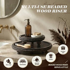 EOSAHR Pine Wood 2-Piece Display Risers - Round Display Stand, Old Black - Image 6