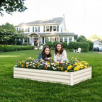 Raised Garden Bed Beige, 6x3x1ft Galvanized Raised Garden Bed Outdoor Metal for Gardening Vegetables Flower Garden Planter Box Large Raised Bed with Gloves and 3ftx30ft Weed Barrier Fabric - Image 2