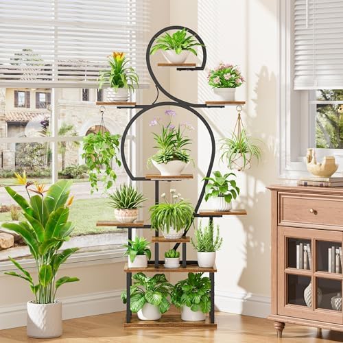 63'' Tall 9-Tier Indoor Plant Stand with Grow Light for Plants Display - Image 5