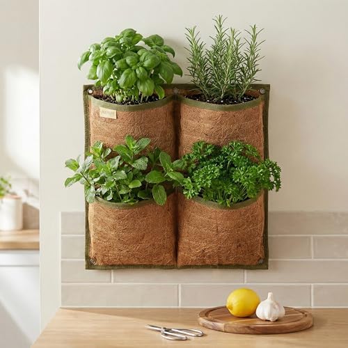 Vertical Garden Planter, 4 Pocket, Vertical Planter, wall planters for Outdoor Plants, Plant wall, Hanging planters for Indoor Plants, for Herbs, Patio Decor, Balcony Decor, Indoor Garden - Image 5