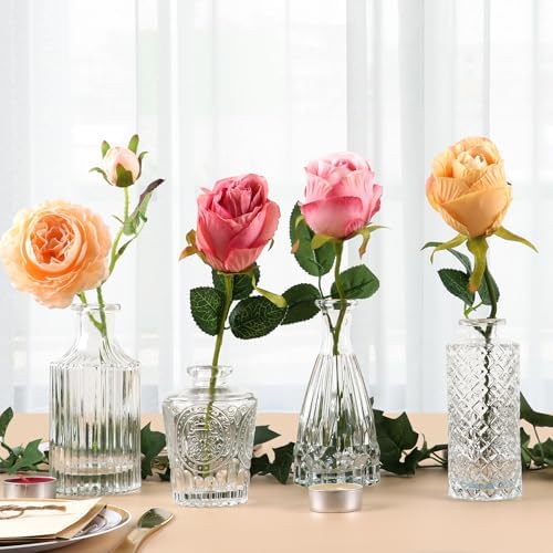 Vintage Glass Bud Vases Bulk 30 Pack, Small Clear Flower Vases - Image 7