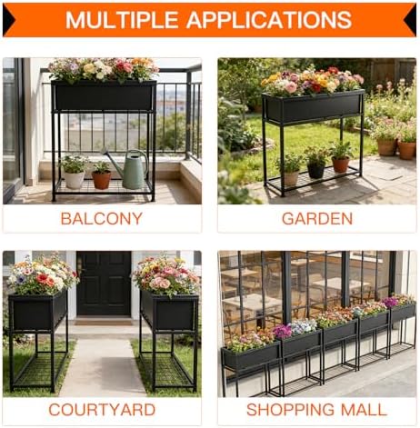 Raised Garden Bed Elevated Planter Box with Legs Black - Image 5