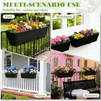 36 Inch Railing Planter Boxes, Heavy Duty Metal Hanging Planters with Adjustable Brackets, Outdoor Balcony Flower Box for Deck, Fence, Porch Railings - Image 6