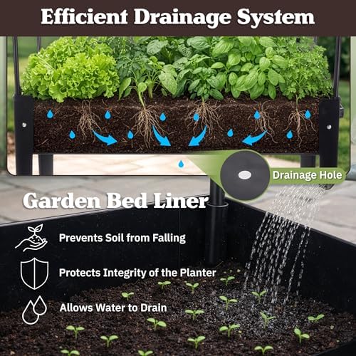 Pure Garden Raised Garden Bed with Cover, Black, 31.5” x 15.75” x 47.25” - Image 4