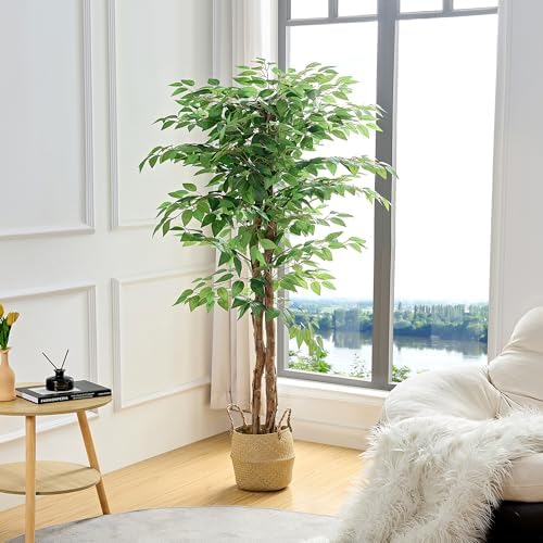 VECELO Artificial Ficus Tree with Sturdy Nursery Pot, 6FT Faux Silk Plant for Indoor Outdoor Home Garden Decor, 2 Pack - Image 2