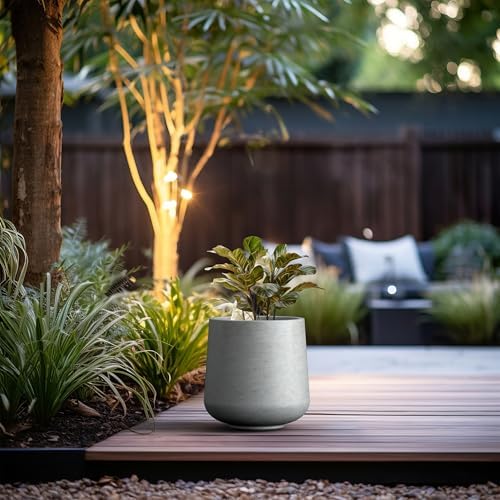 Kante Pale Gray Concrete Planter 13" Dia All-Weather Round Accent Pot - Image 3