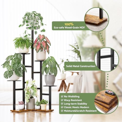 6 Tier Balcony Corner Plant Stand Sturdy Corner Plant Shelves Indoor - Image 3