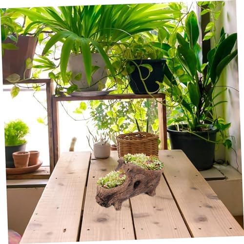 GALPADA Vintage Tree Stump Cement Planter Decorative Flower Pot for Plants - Image 4