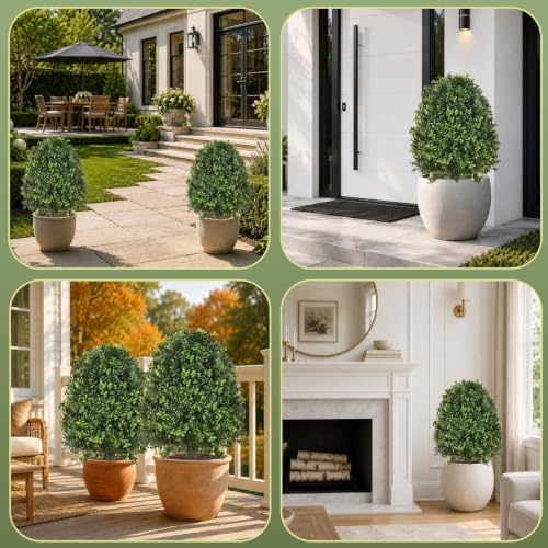 28.5inch Faux Boxwoods for Outdoor Planters, UV Resistant Boxwood Topiary - Image 5