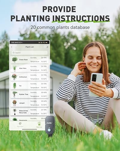 RAINPOINT Bluetooth 2-in-1 Soil Moisture & Air Temp Meter, App Remote Monitoring, 20 Plant Database, Compatible with WiFi Hub TWG009 & Water Timer ITV102b - Image 4