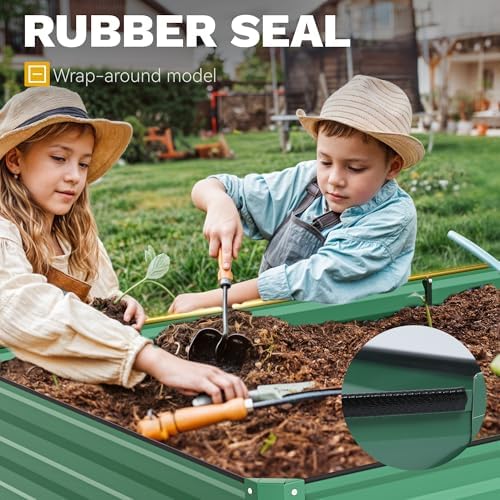 DWVO 12 x 4 x 1 FT Raised Garden Bed Kit, Outdoor Galvanized Flower Bed with Safety Rubber and Gloves, Large Metal Planter Box for Vegetables, Flowers, Herbs, Fruits, Green - Image 4