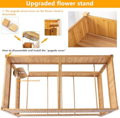 Raised Garden Bed - 2-Tier Elevated Planter Box for Herbs, Vegetables, Succulents & Flowers | 48x25x30 Inch Standing Growing Bed | Outdoor/Indoor Bamboo Planter - Image 4
