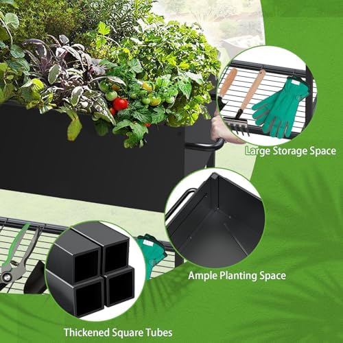 JWPEHOE 34＂Raised Garden Bed with Leg,Mobile Planter Box with Storage Shelf - Image 2
